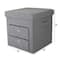 Simplify Gray 2 Drawer Collapsible Storage Ottoman